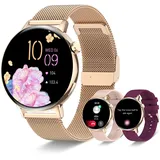 INNOFOVO Smartwatch Damen Rund, 1,32 Zoll Touchscreen Smart Watch Damen mit Telefonfunktion 19 Sportmodi Fitnessuhr Damen IP67 Wasserdicht Sportuhr mit Pulsschlag Schlafmonitor Schrittzähler