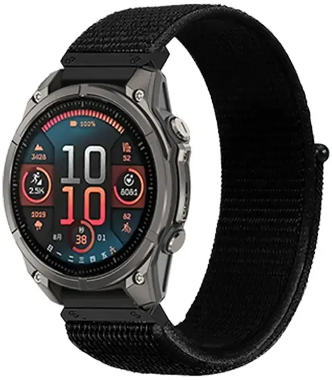 Strap-it Garmin Descent G2 Armband Nylon 'Premium' für Garmin Descent G2 - Schwarz - Klettverschluss