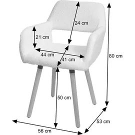 MCW 6er-Set Esszimmerstuhl MCW-A50 II, Stuhl Küchenstuhl Polsterstuhl, Holz Stoff/Textil Bouclé (450g/m2) MVG ~ creme