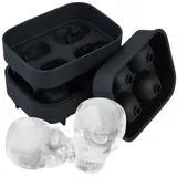 Relaxdays Totenkopf Eiswürfelform, 2er Set, Silikon, Halloween, 4 einzelne Totenköpfe, Eisgießform, Gothic-Stil, Schwarz