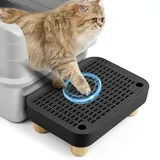 Bartuke Erhöhte Katzenklo-Rampe, Katzentreppe mit Holzfüßen, Katzenstreu-Filterpedal für automatische selbstreinigende Roboter-Katzentoilette, ideal für Kätzchen und ältere Katzen(Schwarz)