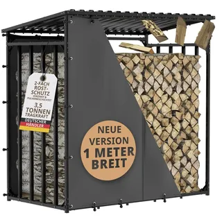 Lawa Kaminholzregal Metall verzinkt 185 x 105 x 185 cm wetterfest schwarz