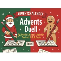Adventskalender-Duell mit 24 ultimativen Rätsel-Spiele für Zwei mit Stift & Papier | 1-gegen-1 Advents-Duell Advent Duell Battle Erwachsene Paar