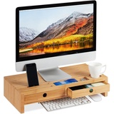 Relaxdays Monitorständer aus Bambus, Tisch/Bank