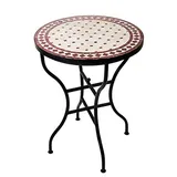 Marrakesch Orient & Mediterran Interior Gartentisch Marokkanischer Mosaiktisch Marrakesch Natur/Bordaux 60cm (2-St), Handarbeit beige 0 cm x 75 cm x 0 cm