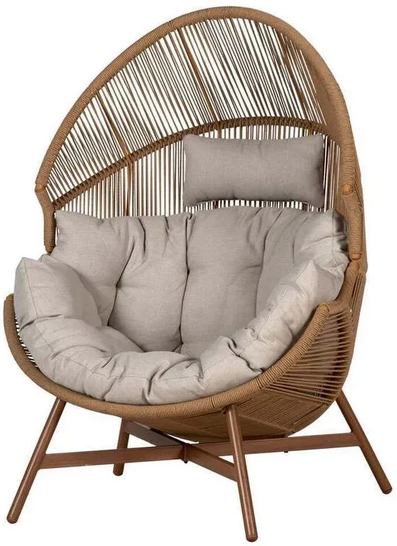 Stilvolle Garten-Loungesessel aus geflochtenem Rattan mit bequemem Kissen (142 x 70 cm)