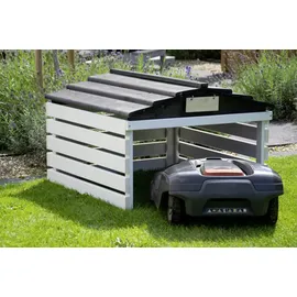Dobar Mährobotergarage mit abnehmbarem Dach weiß