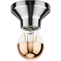 ledscom.de Deckenleuchte Elektra Porzellan silber + LED Kopfspiegel Lampe, 839lm, warmweiß