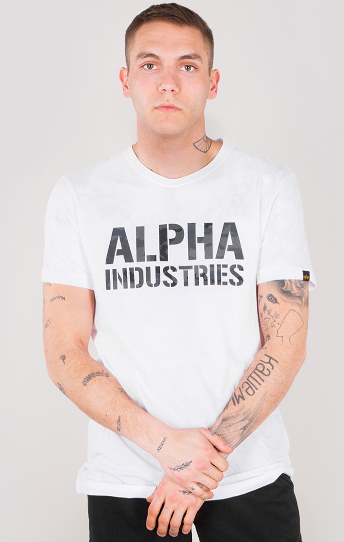 Alpha Industries Camo Print T-Shirt, wit, S