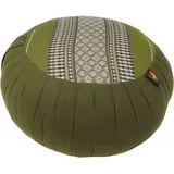 GURU SHOP Rundes Meditationskissen, Yoga Kissen, Yogakissen, Sitzkissen, Bodenkissen, Dekokissen - Grün/grau, 20x35x35 cm
