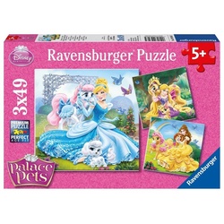 Disney Palace Pets: Belle  Cinderella Und Rapunzel. Puzzle 3 X 49 Teile