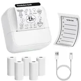 Mini-drucker, Tragbarer Thermodrucker, Bluetooth-fotodrucker Ohne Tinte, Aufkleberdrucker, Kompatibel Mit Android Und Ios Für Reisen, Lernnotizen, Diagramme (weiß)