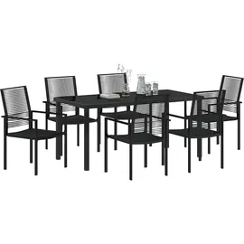 vidaXL Garten Essgruppe 7 pcs Schwarz PVC-Rattan