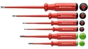 PB Swiss Tools Slim-Elektriker-Schraubendreher-Sortiment, vollisoliert, Schlitz und Pozidriv, 6-teilig