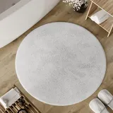 Wecon Home Basics Badteppich Erik – Weicher, getufteter Baumwollteppich – Rutschhemmend & waschbar mit weichem Flor und klarer Optik (80 cm rund, weiß)