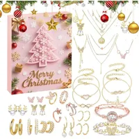 Schmuck Adventskalender 2025 für Frauen & Mädchen, 24 Tage Weihnachten Countdown mit Halskette, Armband, Ohrringe, festliches Geschenk Teenager