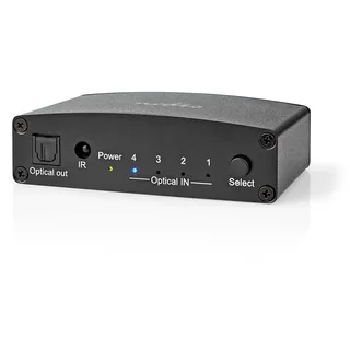 Nedis 4-eingänge Toslink Digital Audio Umschalter Fernbedienung/manuell Metall - Black