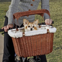 Petsafe Solvit Fahrradkorb aus Weidengeflecht für Hunde und Katzen, Stilvolles wetterbeständiges Weidenmaterial, abnehmbarer Sonnenschutz, am besten für Haustiere bis 5,9 kg