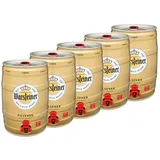 5 x 5,0-l-Bierfass Warsteiner Premium Pilsener mit Zapfhahn
