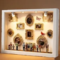 TETGSET Kleines Museum DIY, Miniatur Menschen, DIY-Mini-Figurenmuseum Mit Bilderrahmen Im Vintage-Stil, Miniaturfiguren, Geschenkideen Zum Valentinstag, Jahrestag Oder Zur Hochzeit (Weiß)