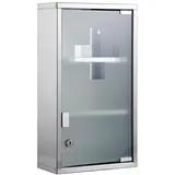 Zedelmaier Medizinschrank aus Edelstahl,Medikamenten Aufbewahrung,Medikamentenschrank 3 Fächer,Apothekerschrank,Badezimmerschrank,Hängend,Abschließbarer Medizinschrank,48 x 27 x 12 cm,Silber