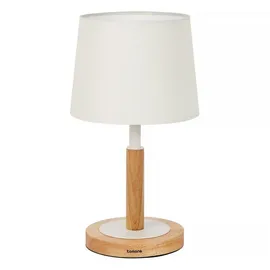 Tomons LED Nachttischlampe Dimmbar aus Holz, Moderne Tischlampe, LED Tischleuchte Retro mit Stoffschirm für Schlafzimmer, Wohnzimmer oder im Hotel oder Café - Beige