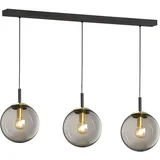 Fischer Leuchten Pendellampe 3-flg. E27 140 cm rund schwarz Glas rauchfarben