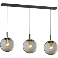 Fischer Leuchten Pendellampe 3-flg. E27 140 cm rund schwarz Glas rauchfarben