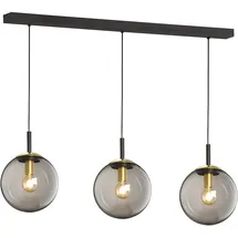 Fischer Leuchten Pendellampe 3-flg. E27 140 cm rund schwarz Glas rauchfarben
