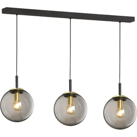 Fischer Leuchten Pendellampe 3-flg. E27 140 cm rund schwarz Glas rauchfarben