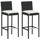 vidaXL Garten-Barhocker mit Kissen 2 Stk.  Schwarz