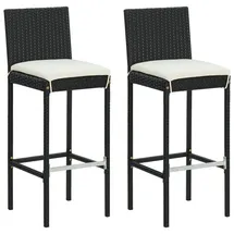 vidaXL Garten-Barhocker mit Kissen 2 Stk.  Schwarz