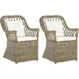 Beliani Sessel Maros Baumwolle 60 x 90 x 70 cm Braun/Weiß mit Kissen