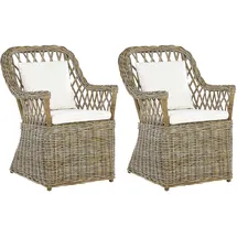 Beliani Sessel Maros Baumwolle 60 x 90 x 70 cm Braun/Weiß mit Kissen
