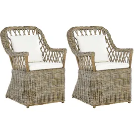 Beliani Sessel Maros Baumwolle 60 x 90 x 70 cm Braun/Weiß mit Kissen