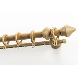 Gardinenstange GARESA "Palmo", beige (natur), L:190cm Ø:28mm, Holz, Gardinenstangen, Vorhanggarnitur aus Holz, verlängerbar, mit Ringe/2 Lauf Gleiter