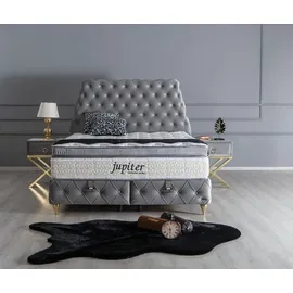 Villa Möbel JUPITER Polsterbett 100x200 - Farbe: Hellgrau - Set: Bettkasten-Kopfteil - Hellgrau