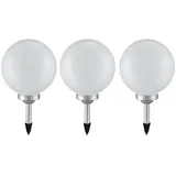 ETC Shop 3er Set Außen Stecklampe LED Solar Kugelleuchte Gartenlampe Kugel weiß Außenlampe, Durchmesser x Höhe 20 x 62 cm, Garten Rasen Wiese Blumenbeet