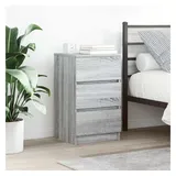 vidaXL Nachttische mit 3 Schubladen 2 Stk. Grau Sonoma 39x35x65 cm