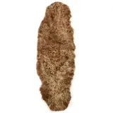 KUHFELL online & NOMAD Fellteppich Lammfell Doppel fell Couch Auflage 180 x 60 cm aus 2 echten Lammfellen braun|goldfarben