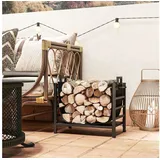Outsunny Kaminholzregal Metall 49 x 34 x 44 cm 1-St. Schwarz
