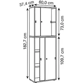 VCM Salia Aktenschrank 60 x 37,4 x 183 weiß