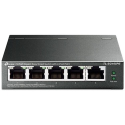 TP-Link TL-SG105PE Netzwerk-Switch (5-Port-Gigabit-Easy-Smart-Switch, mit 4 PoE+-Ports, Metallgehäuse) schwarz