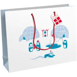 Clairefontaine 6x Geschenktasche Shopping, Pinguine, 37,3x11,8x27,5cm - Weiß X-30912-6C
