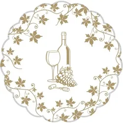 Mank Deckchen aus Tissue mit Folienbeschichtung, 105 mm, 250 Stück - Wein in Gold - Einweg Untersetzer für Gläser Tassen Vasen