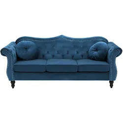 3-Sitzer Sofa Samtstoff marineblau SKIEN