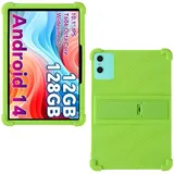 Schutzhülle für Odea A10 Android 14 Tablets, 25,4 cm (10 Zoll) Tablet 2024, weiches Silikon, stoßfest, leicht, mit Ständer, kinderfreundlich, weiches Silikon, verstellbarer Ständer, Grün