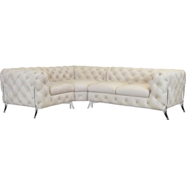 Leonique Chesterfield-Sofa »Amaury L-Form«, moderne Chersterfield-Optik, Breite 262 cm, Fußfarbe wählbar beige