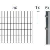 GAH Alberts Doppelstabmattenzaun-Set 5 Matten 1,40 x 10 m anthrazit
