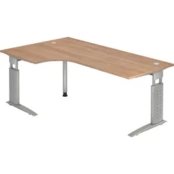 Hammerbacher Winkeltisch C-Fuß 200x120cm 90 Grad Nussbaum/Silber